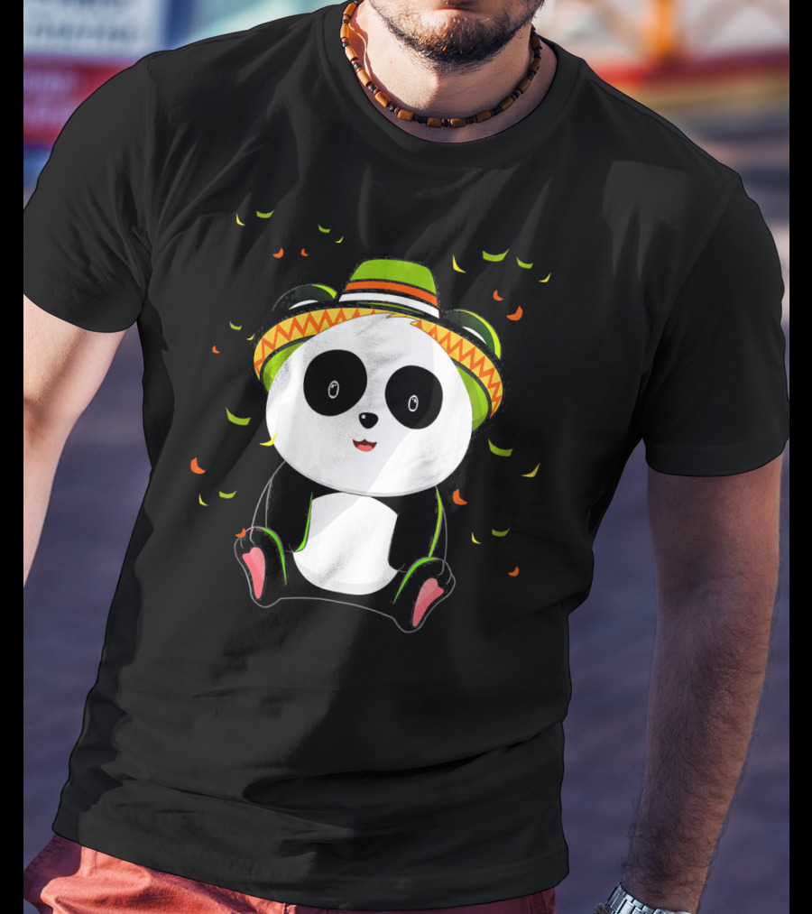 Cute Panda Bear With Sombrero For Cinco De Mayo 5th Of May T-Shirt