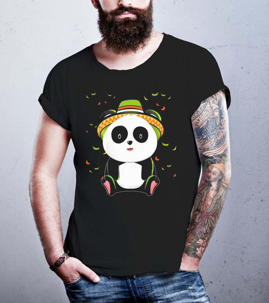 Cute Panda Bear With Sombrero For Cinco De Mayo 5th Of May T-Shirt