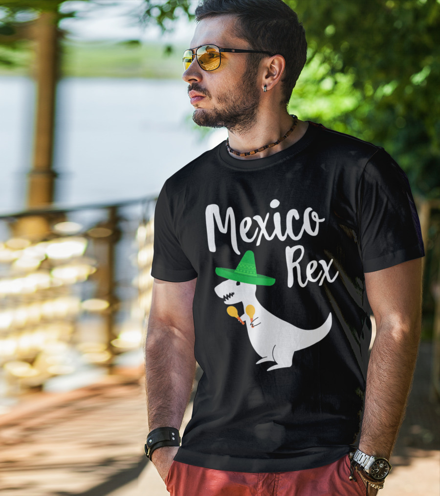 Mexico Rex Sombrero Maracas Cute Dinosaur Pun T-Shirt