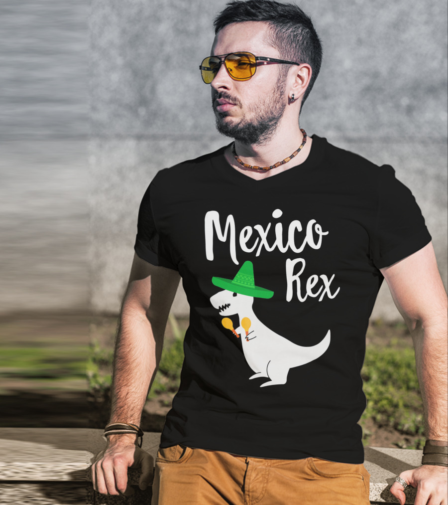 Mexico Rex Sombrero Maracas Cute Dinosaur Pun T-Shirt