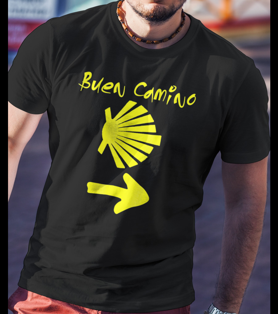 Buen Camino Santiago Yellow Shell Arrow T-Shirt