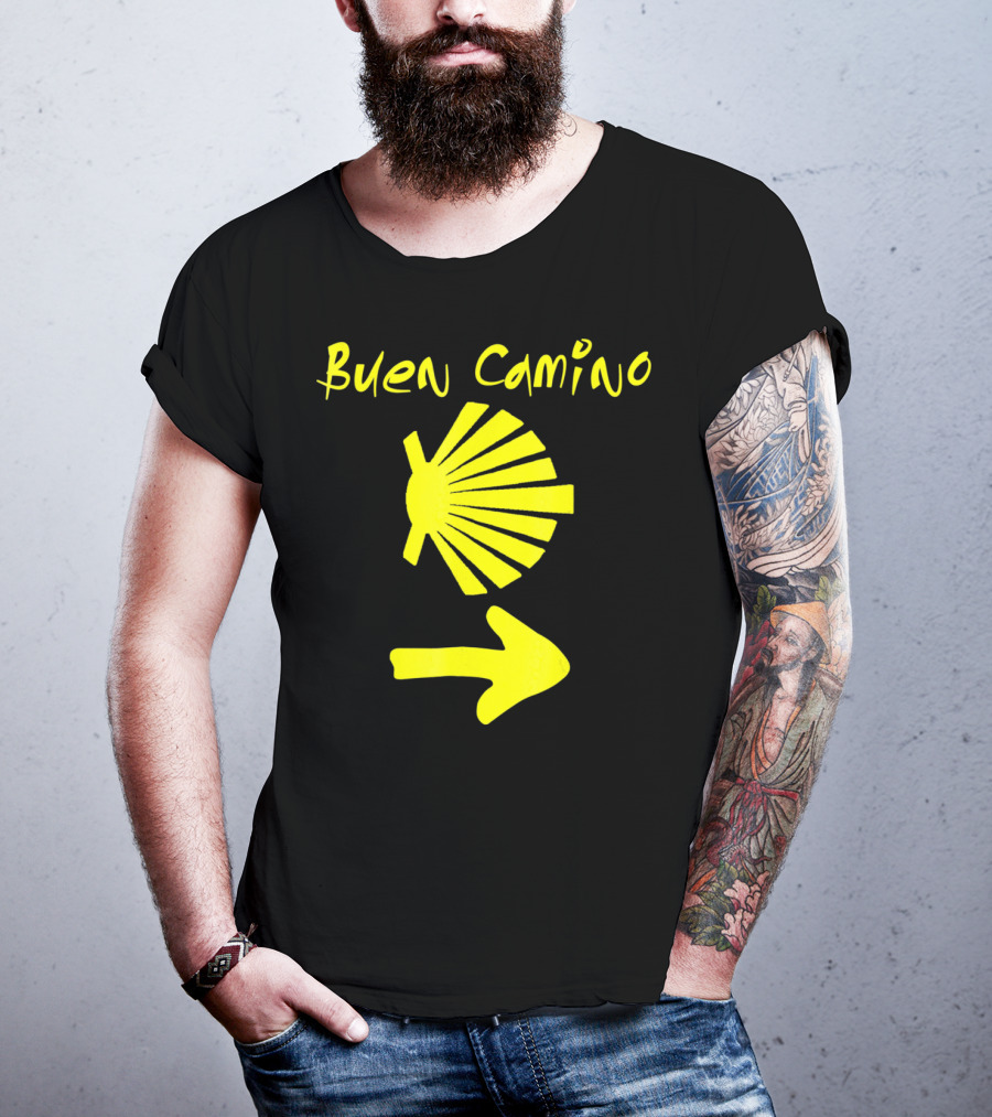 Buen Camino Santiago Yellow Shell Arrow T-Shirt