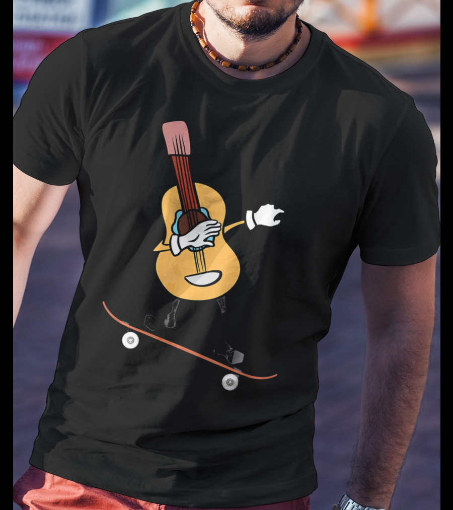 Skateboard Cinco De Mayo Funny Mexico Guitar Riding T-Shirt