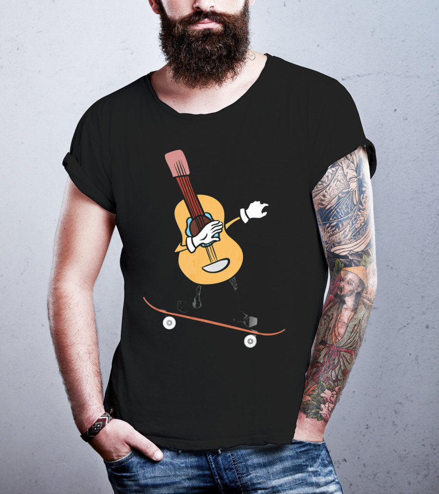 Skateboard Cinco De Mayo Funny Mexico Guitar Riding T-Shirt