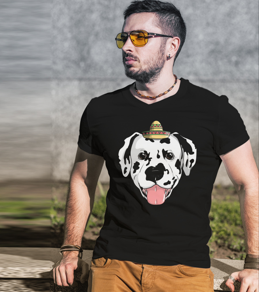 Dalmatian Dog Sombrero Fiesta Cinco De Mayo Fun T-Shirt