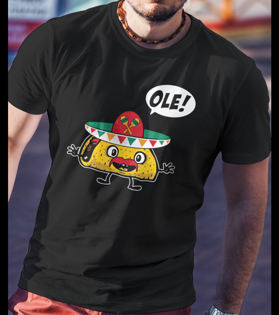 Ole Funny Taco With Sombrero For Cinco De Mayo T-Shirt
