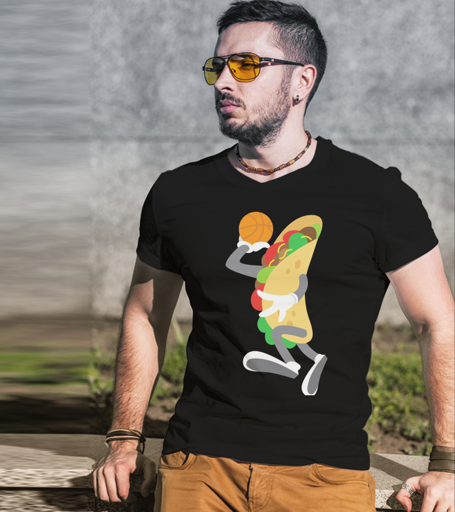 Taco Basketball Dunking Funny Mexican Cinco De Mayo T-Shirt