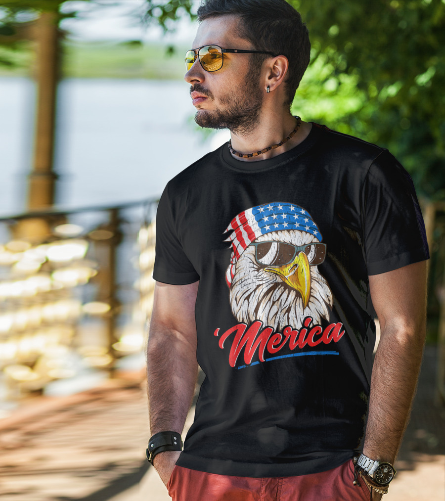 Merica Bald Eagle 80s Mullet Eagle Ameri T-Shirt
