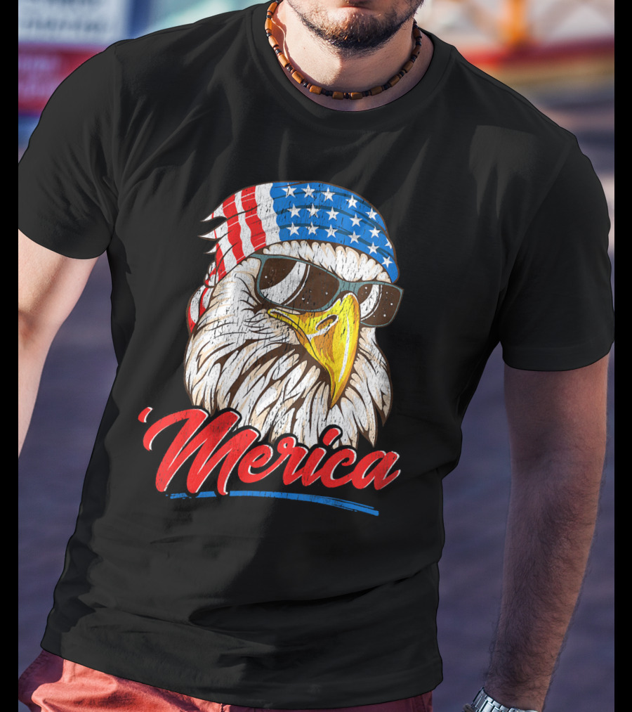 Merica Bald Eagle 80s Mullet Eagle Ameri T-Shirt