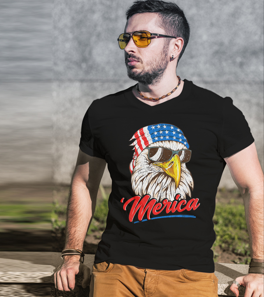 Merica Bald Eagle 80s Mullet Eagle Ameri T-Shirt