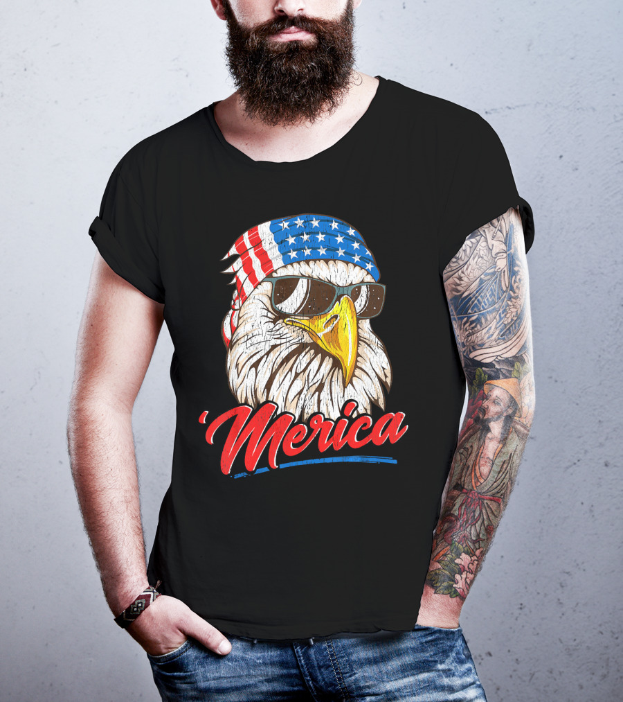 Merica Bald Eagle 80s Mullet Eagle Ameri T-Shirt