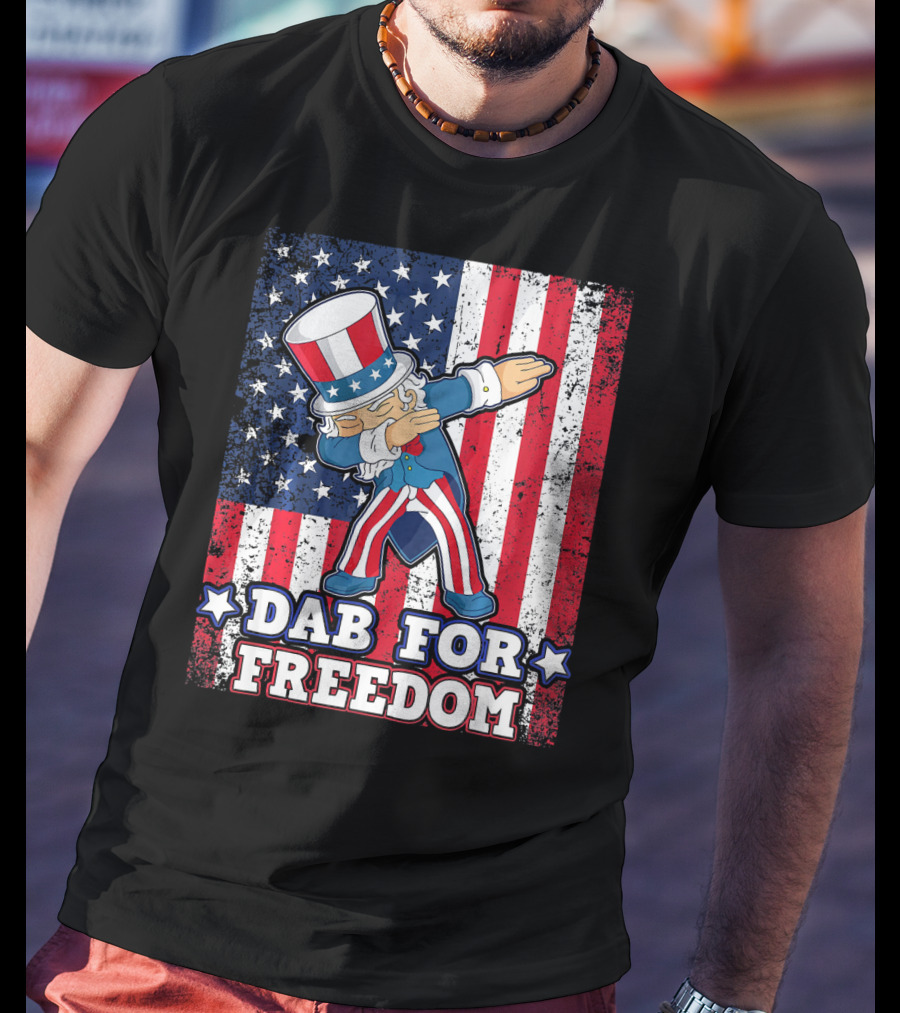 Uncle Sam Dabbing Dab For Freedom Patriotic Flag T-Shirt