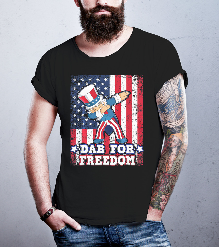 Uncle Sam Dabbing Dab For Freedom Patriotic Flag T-Shirt
