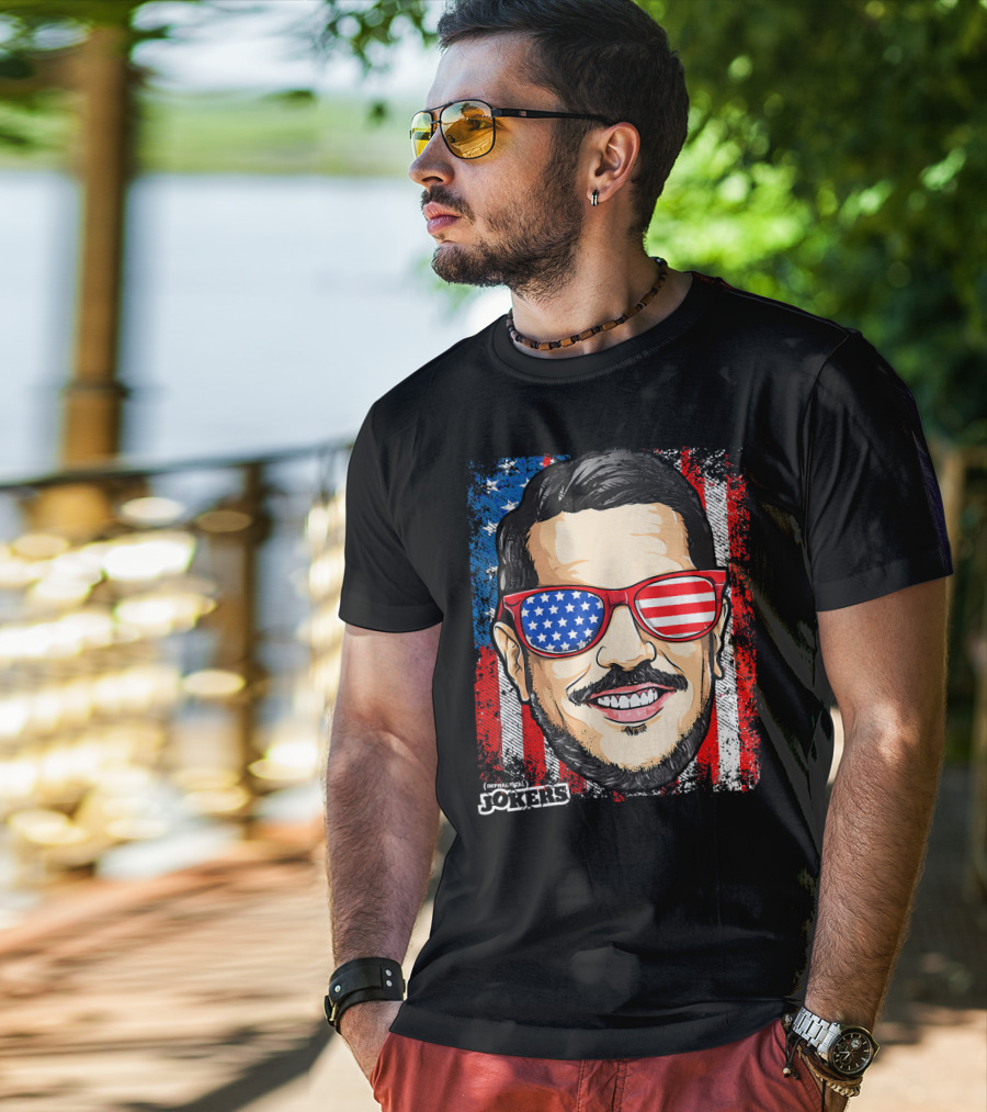 Impractical Jokers Patriotic Sal American Flag Sunglasses And Smiling Face T-Shirt