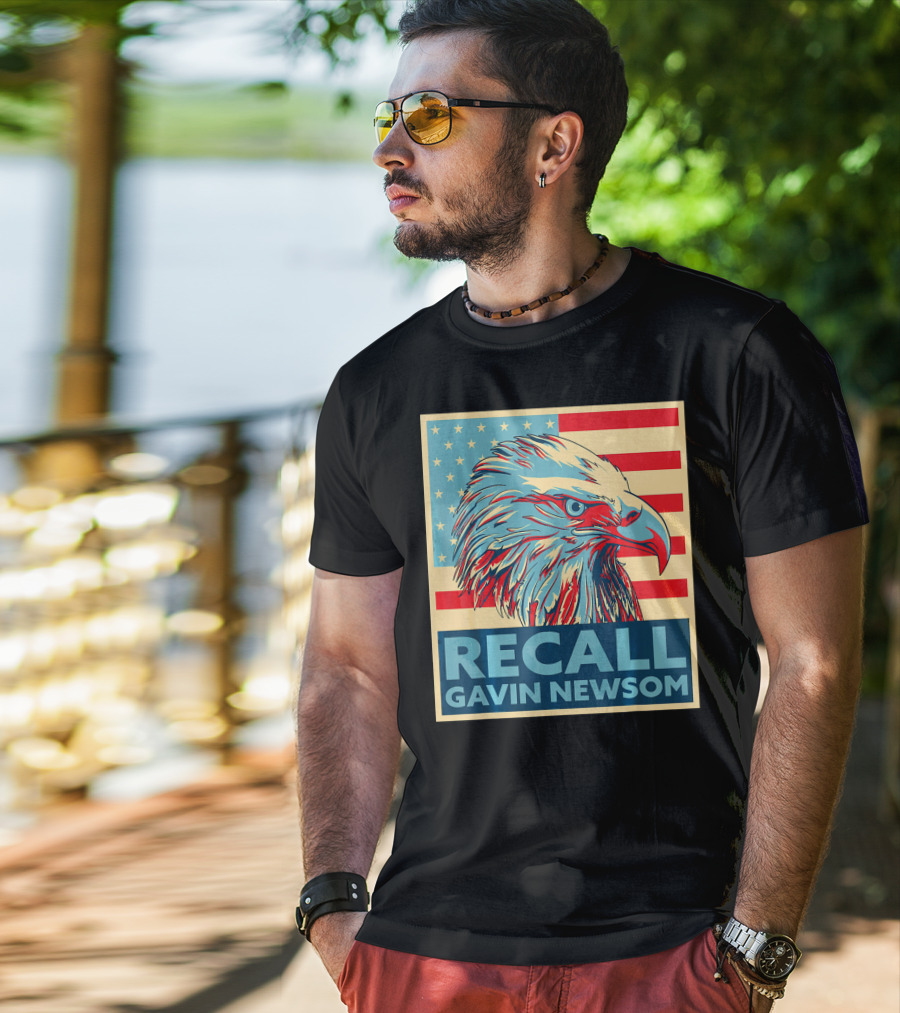 Recall Gavin Newsom American Eagle Flag T-Shirt