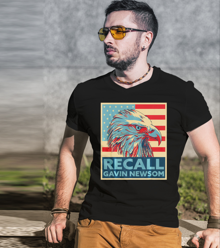 Recall Gavin Newsom American Eagle Flag T-Shirt