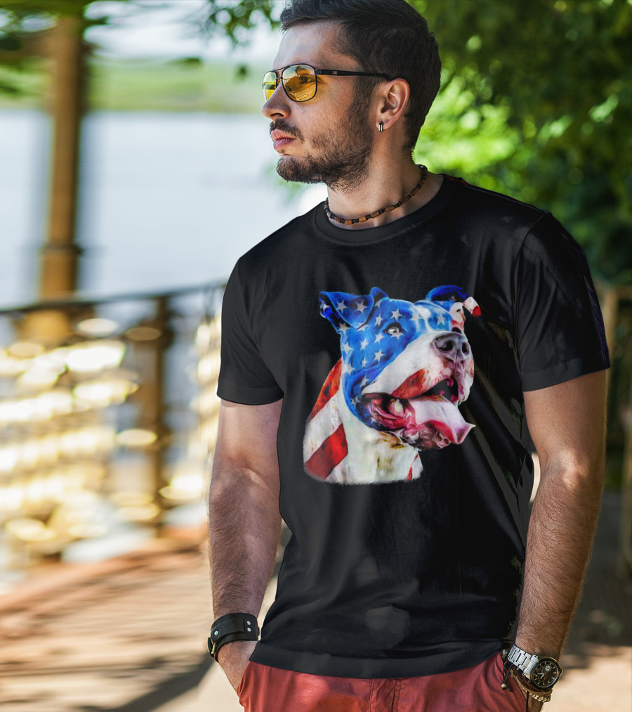 American Pit Bull Terrier USA Flag T-Shirt