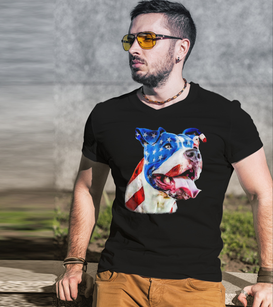 American Pit Bull Terrier USA Flag T-Shirt