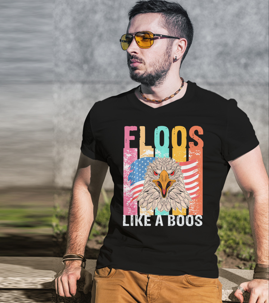 FLOOS Like A Boos Bald Eagle American Flag Vantage T-Shirt
