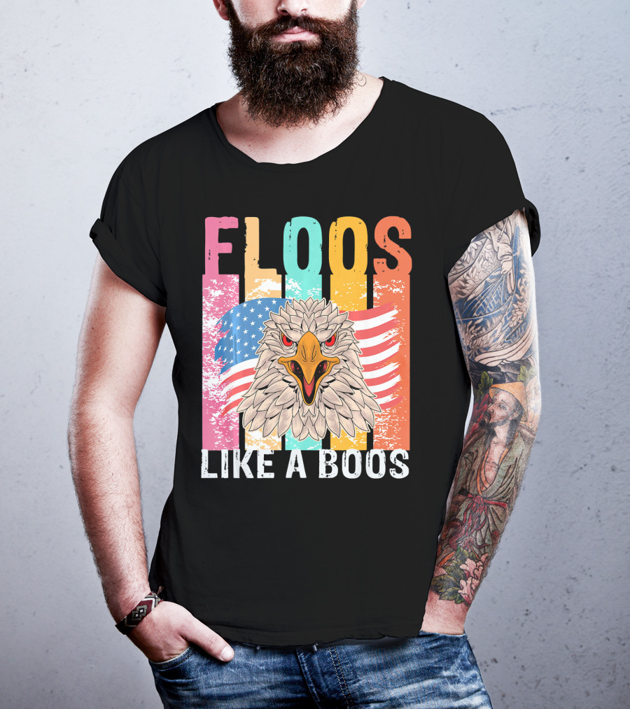 FLOOS Like A Boos Bald Eagle American Flag Vantage T-Shirt