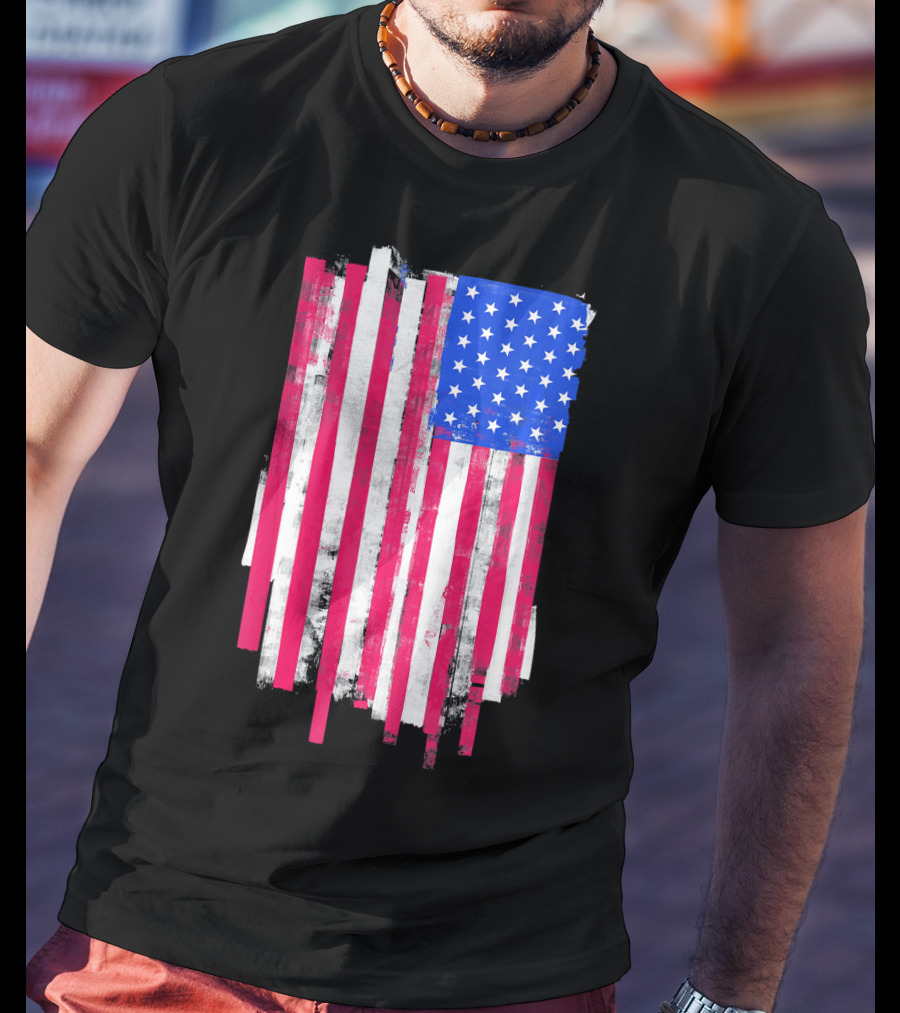 American Distressed USA Flag Patriotic T-Shirt