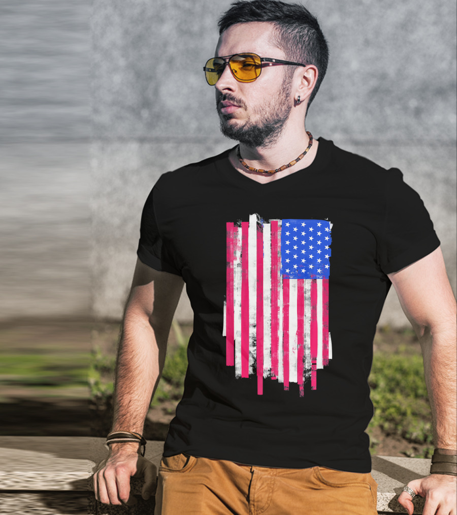 American Distressed USA Flag Patriotic T-Shirt