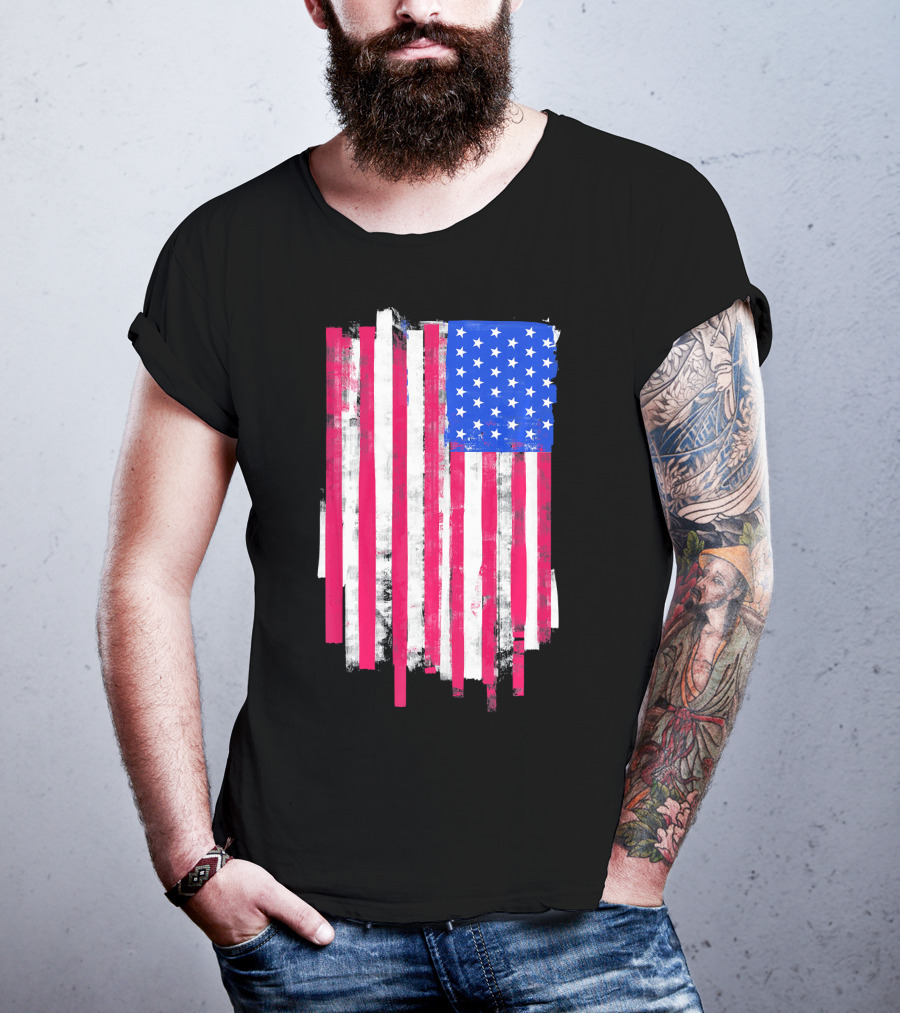 American Distressed USA Flag Patriotic T-Shirt