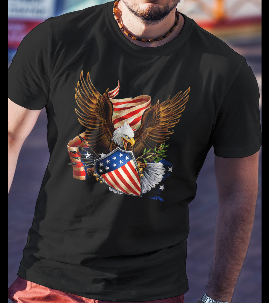 American Patriotic Eagle With Shield Arrows And Stars T-Shirt