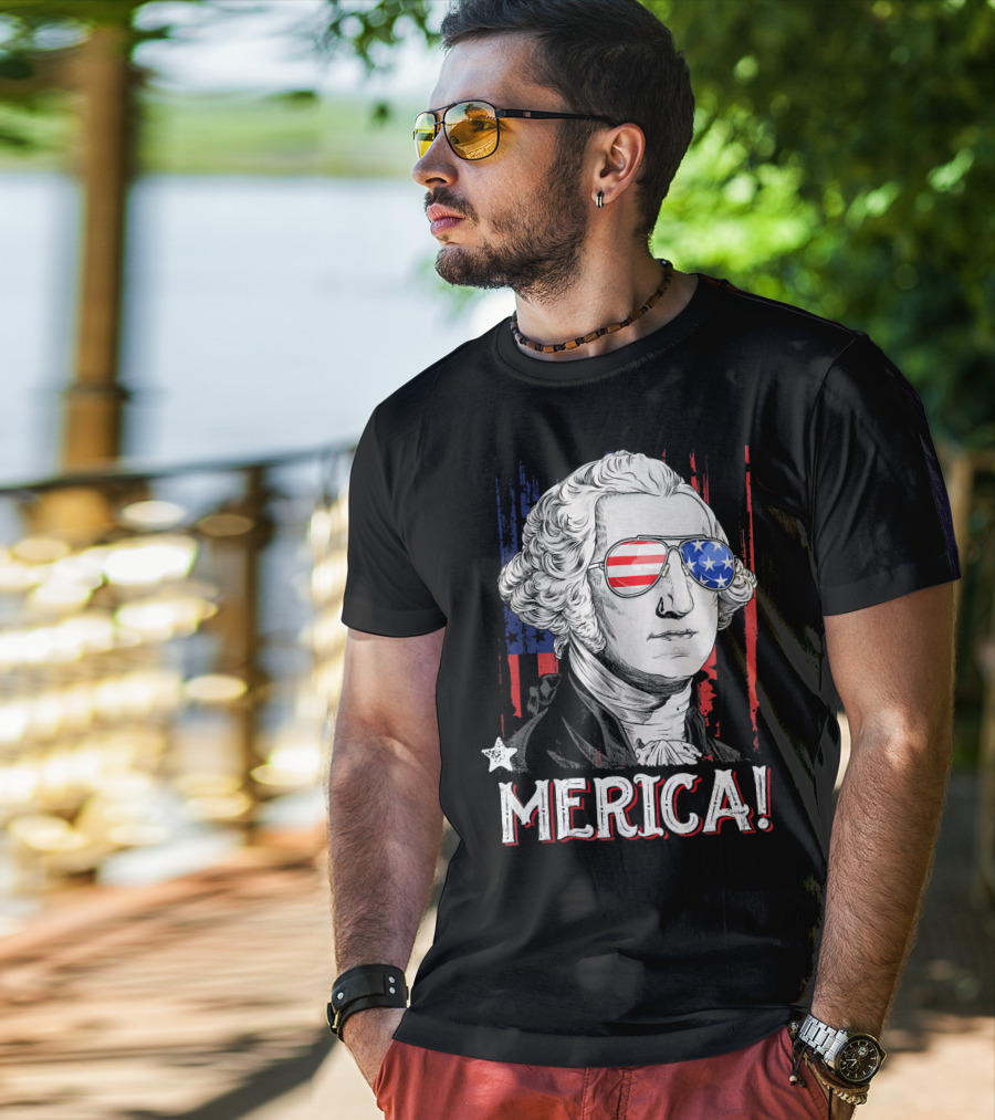Star-Spangled George Washington Cool Shades Merica T-Shirt