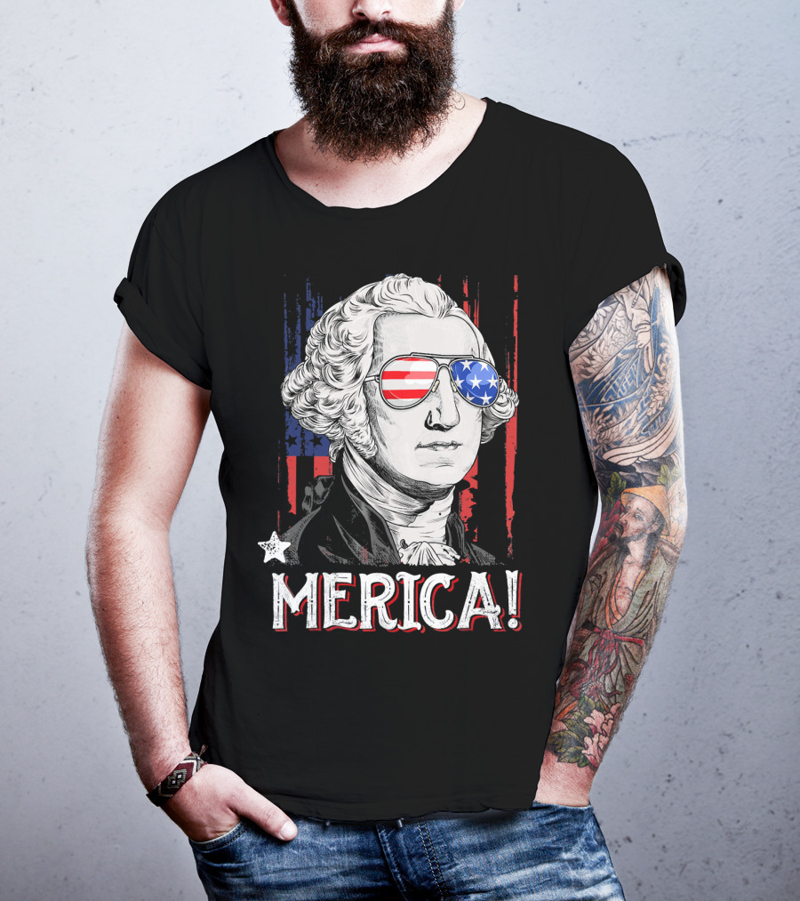Star-Spangled George Washington Cool Shades Merica T-Shirt