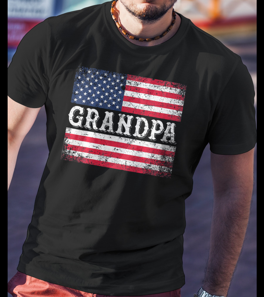 Grandpa Patriotic Vintage USA Flag T-Shirt