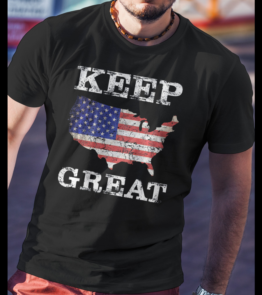 Keep America Great Vintage Patriot Map Flag T-Shirt