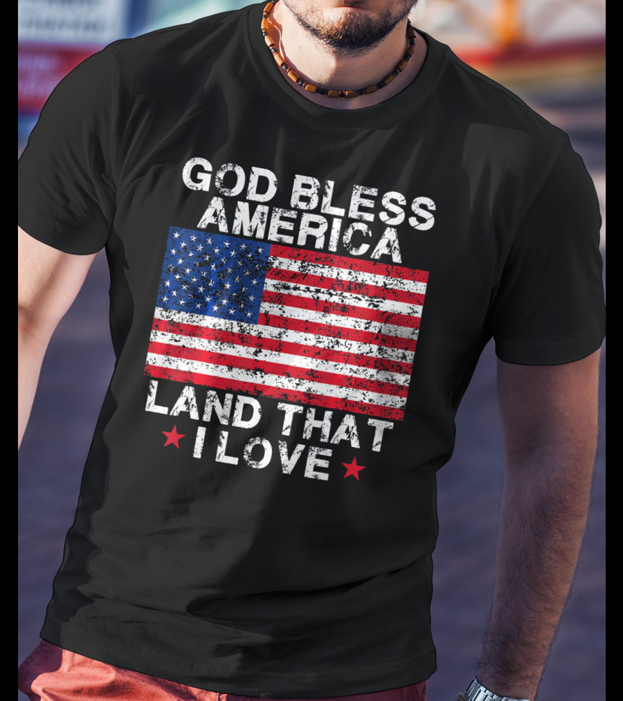 God Bless America Land That I Love Vintage Flag Stars T-Shirt