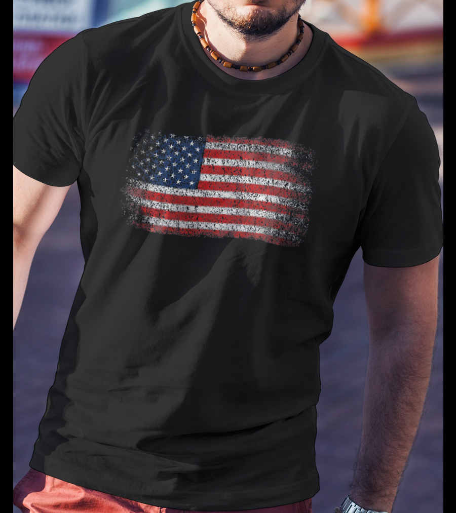 Vintage Distressed USA Flag Patriotic American T-Shirt