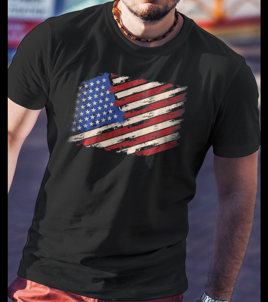 Distressed American US Flag Vintage Retro T-Shirt