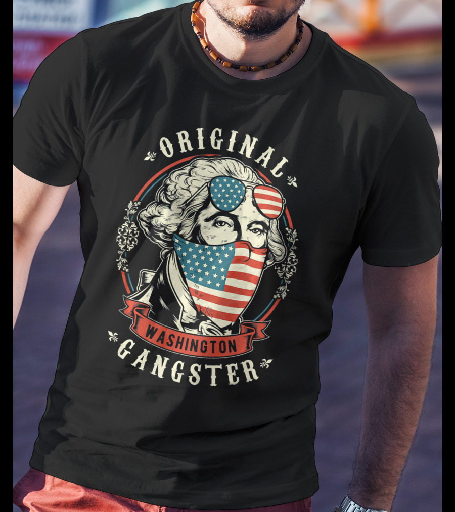 Original Gangster Washington American Flag Bandana Sunglasses T-Shirt
