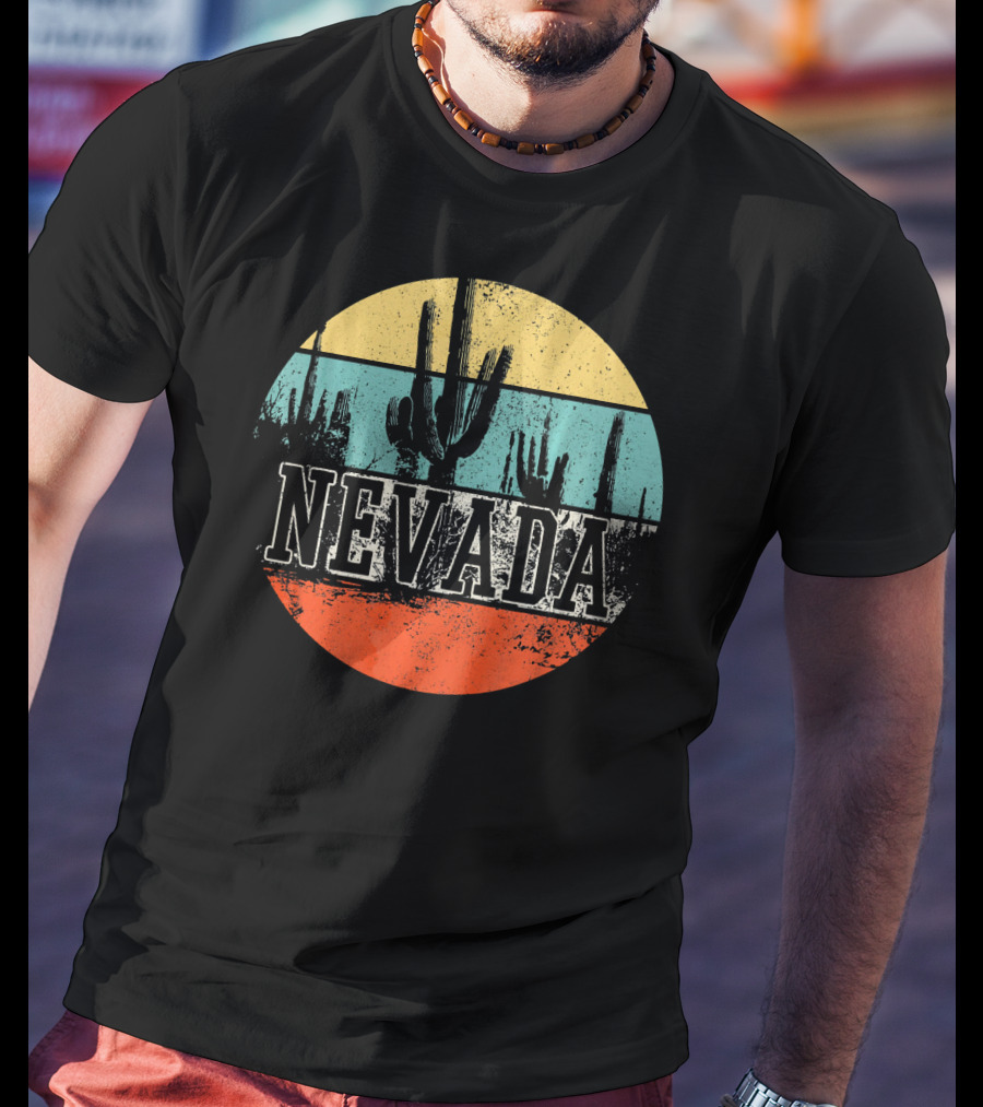 Nevada USA Cactus Desert Vintage Sunset T-Shirt