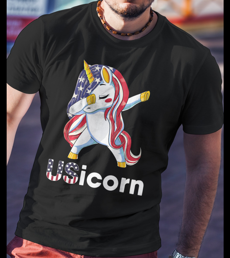 USA Flag Dabbing Unicorn USicorn Dress Stuff T-Shirt
