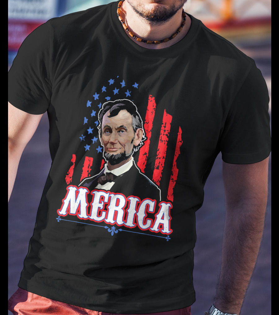 Abraham Lincoln Merica USA Flag T-Shirt