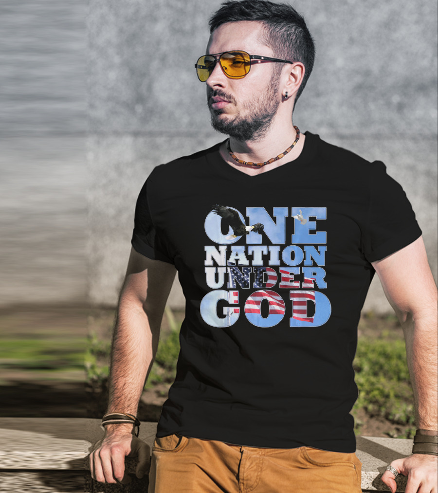 One Nation Under God USA Flag Bald Eagle T-Shirt
