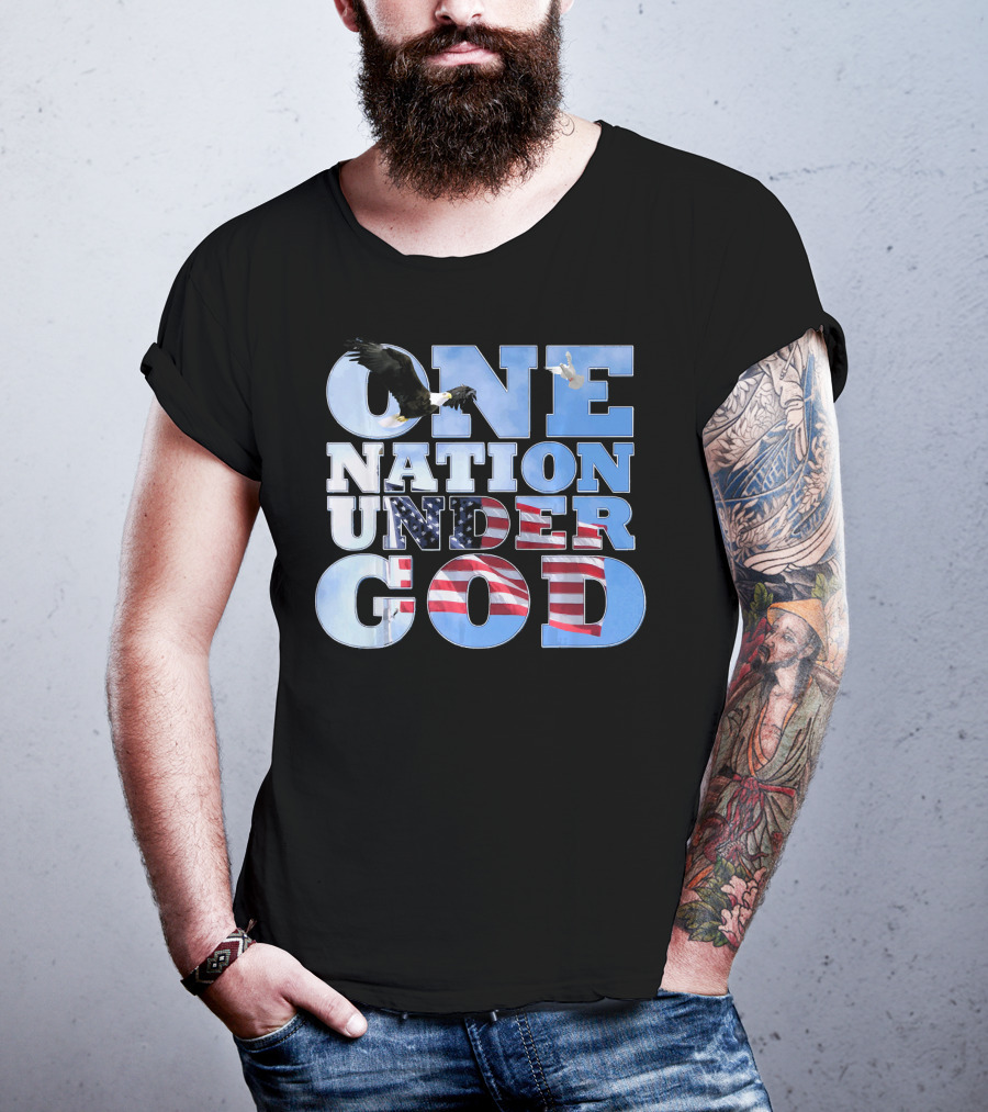 One Nation Under God USA Flag Bald Eagle T-Shirt