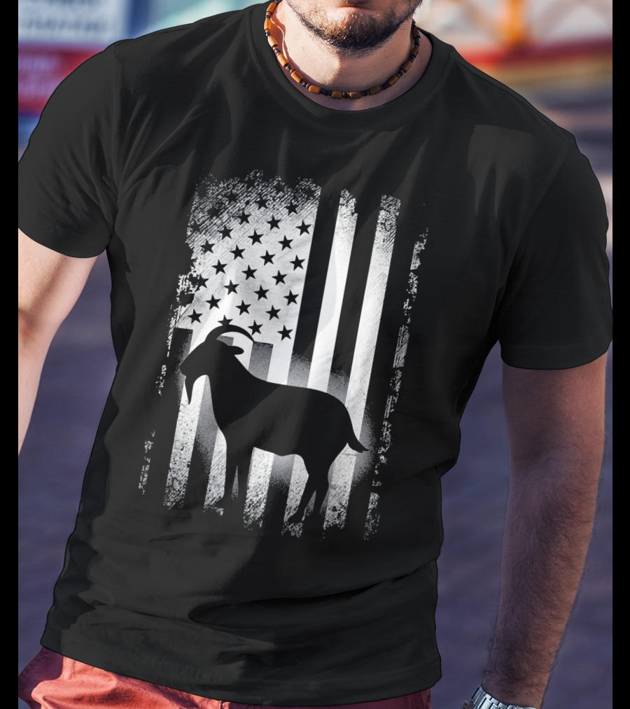 Goat American Flag USA Patriotic Silhouette T-Shirt