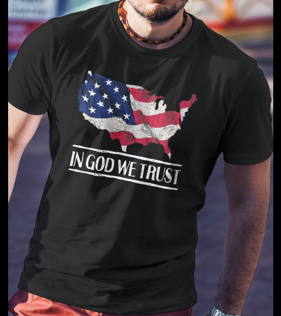 In God We Trust American Flag Map Patriotic Christian T-Shirt