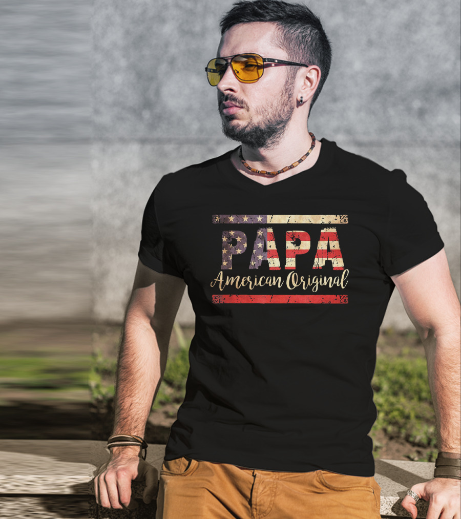 Papa American Original Vintage Flag Mens T-Shirt