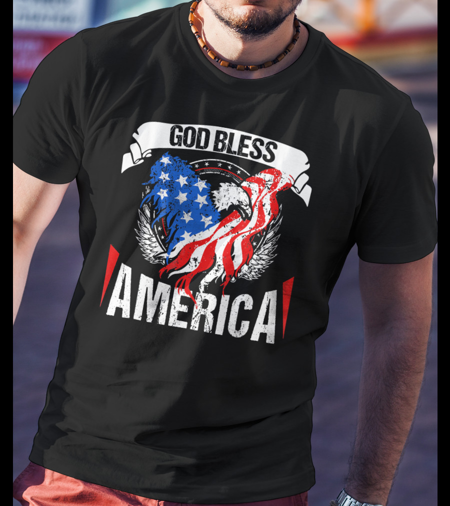 God Bless America Eagle Patriotic Stars And Stripes Wings T-Shirt