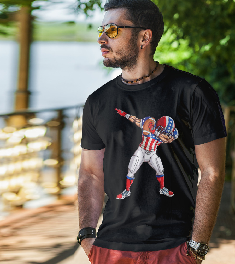 Patriotic Dabbing Football Player Fourth Of July T-Shirt