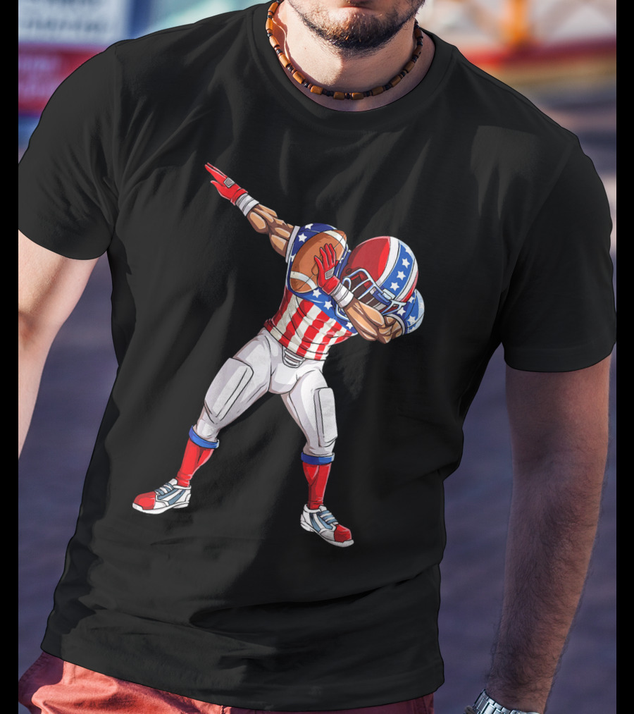 Patriotic Dabbing Football Player Fourth Of July T-Shirt