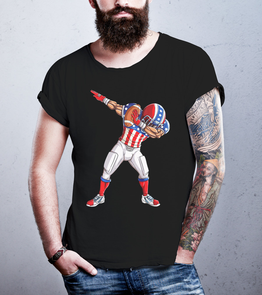 Patriotic Dabbing Football Player Fourth Of July T-Shirt