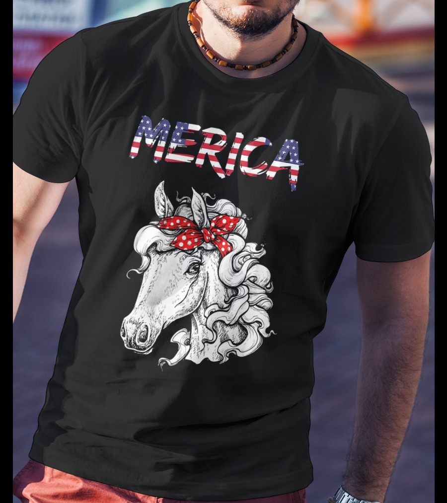 Merica Horse Bandana Independence Day T-Shirt