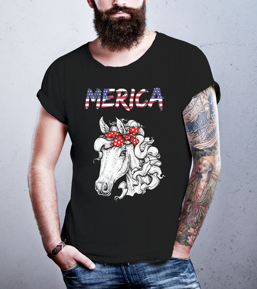 Merica Horse Bandana Independence Day T-Shirt